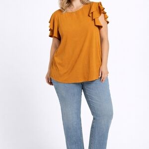 easel Ruffle Sleeve Blouse - Copper - NWT - PLUS SIZE